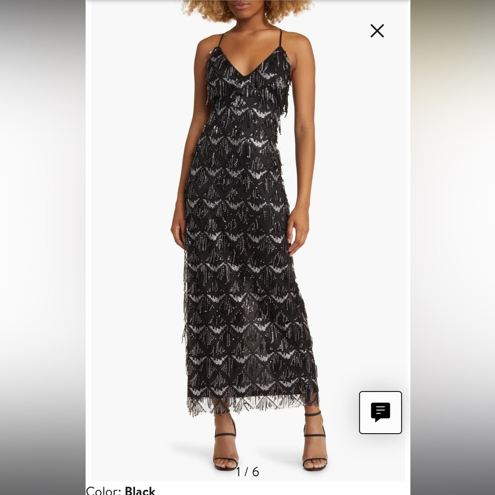 Lulus Sequin Fringe Gown